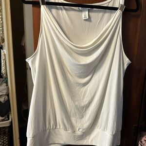 Lightweight White Draped Cowl Neck Tank Top